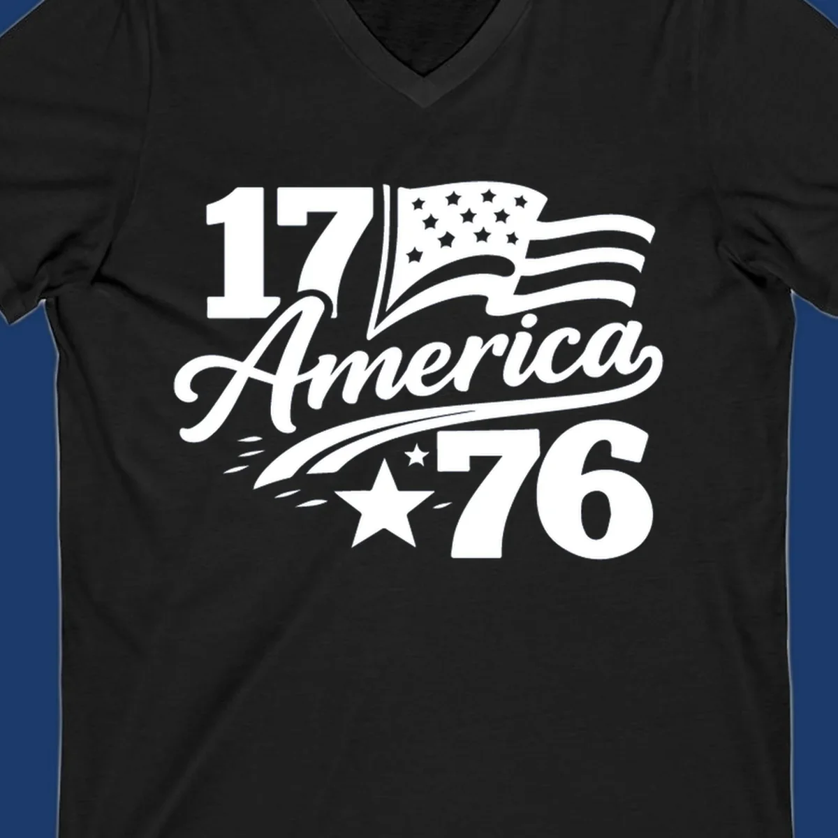 America 250th Anniversary bold text design with American flag and star.