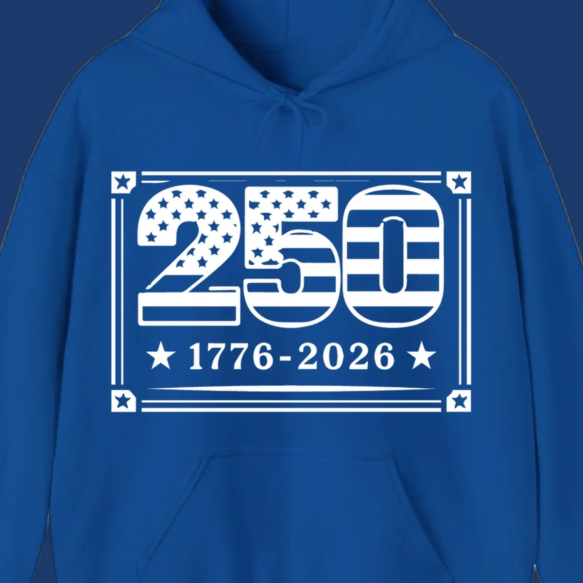 America 250th anniversary design with flag elements and dates 1776-2026.