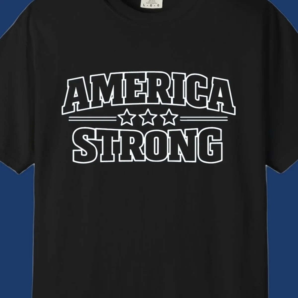 America Strong typography with stars, patriotic celebration design.