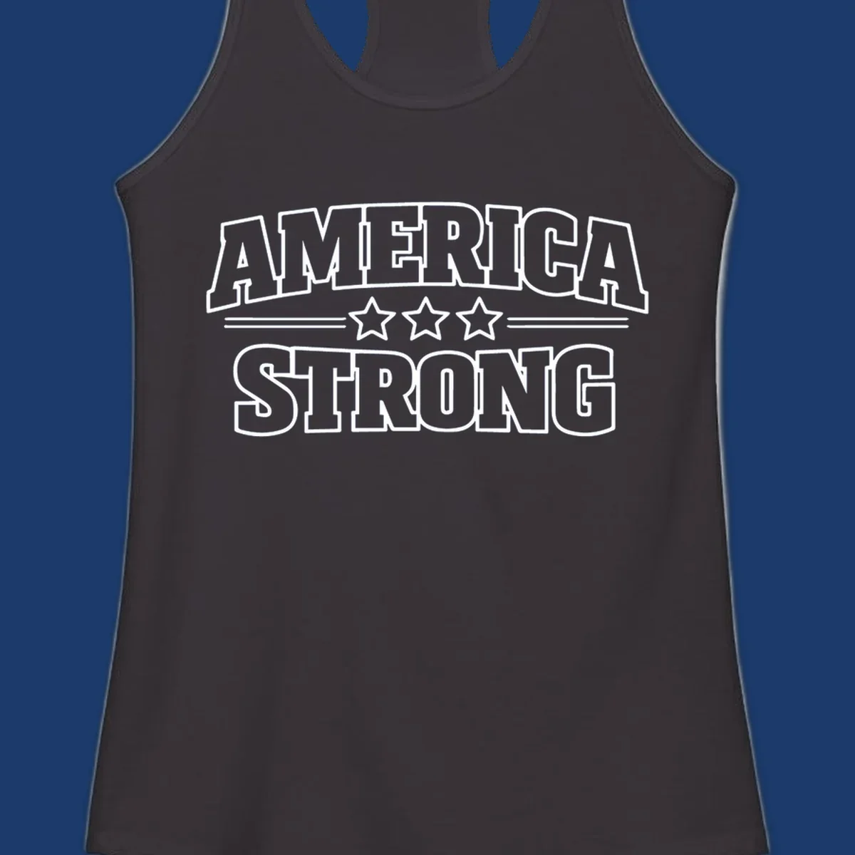 America Strong typography with stars, patriotic celebration design.