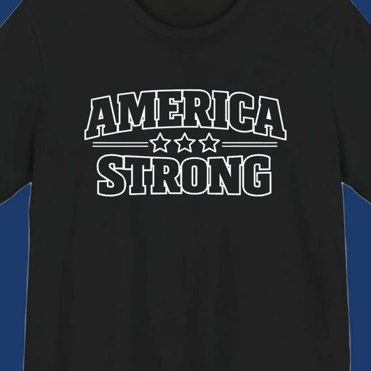 America Strong typography with stars, patriotic celebration design.