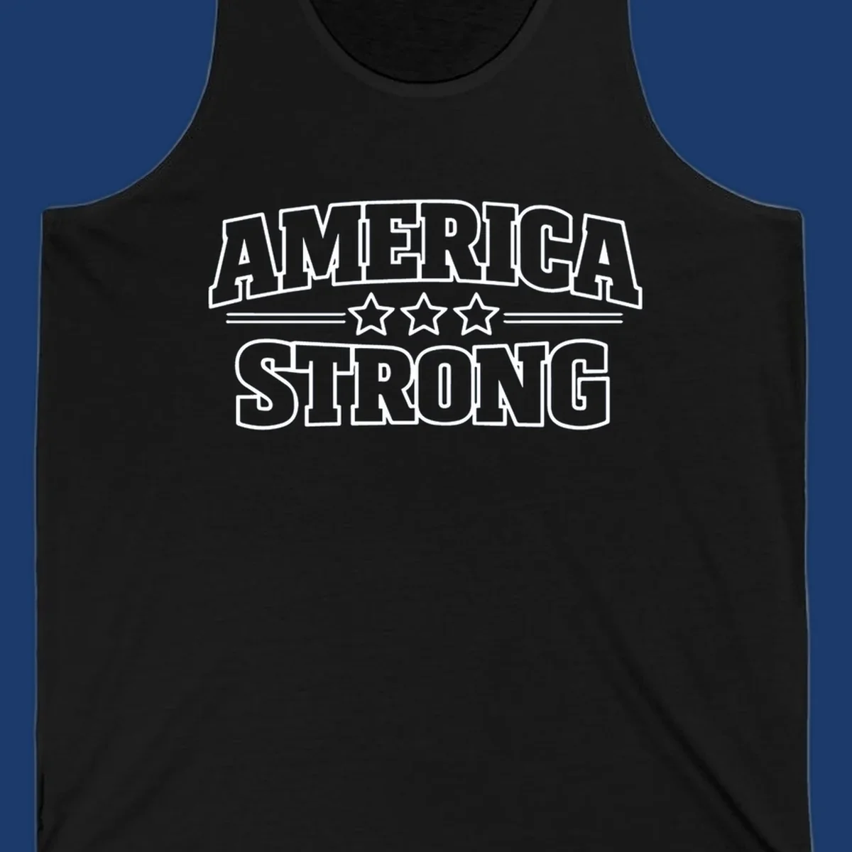 America Strong typography with stars, patriotic celebration design.
