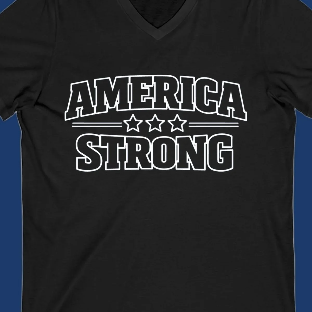America Strong typography with stars, patriotic celebration design.