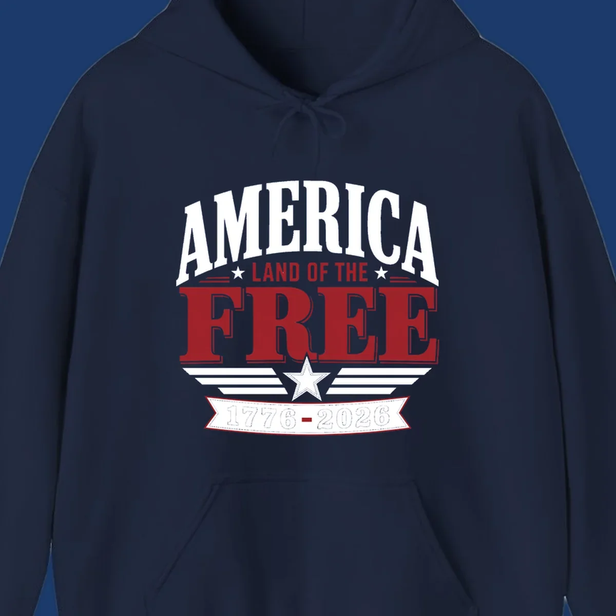 America 250th anniversary typography with stars and stripes.