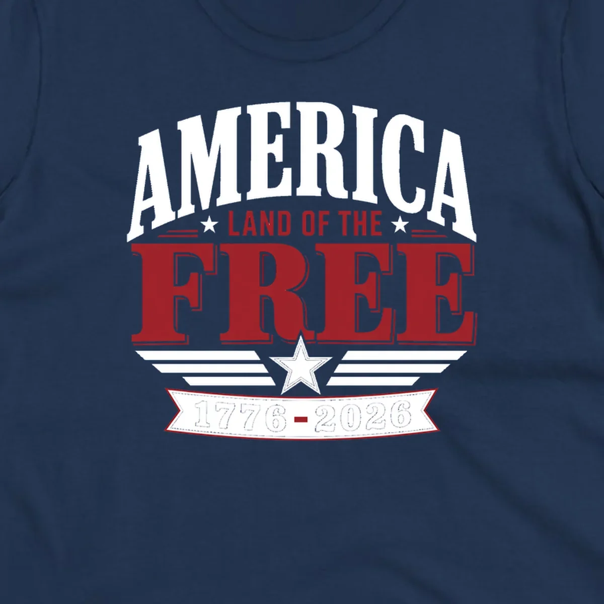 America 250th anniversary typography with stars and stripes.