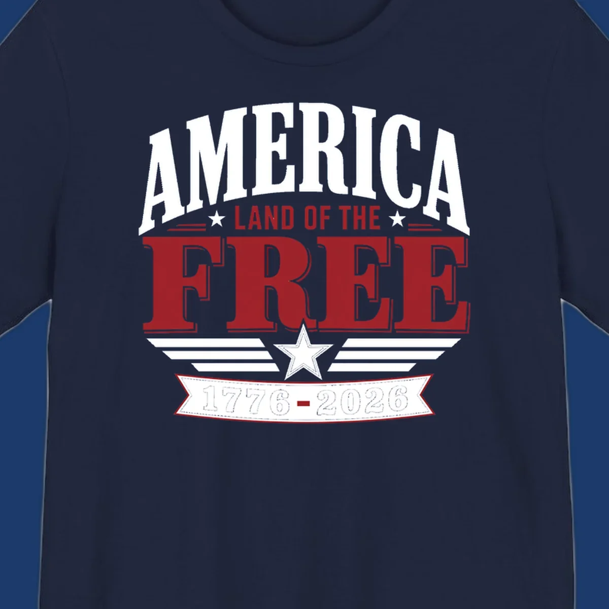 America 250th anniversary typography with stars and stripes.