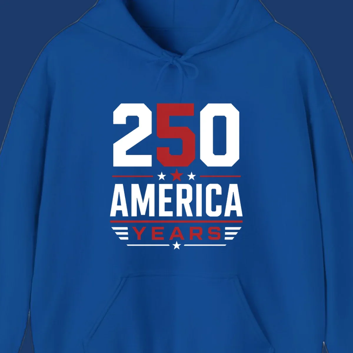America 250th Anniversary design with bold text and patriotic elements.