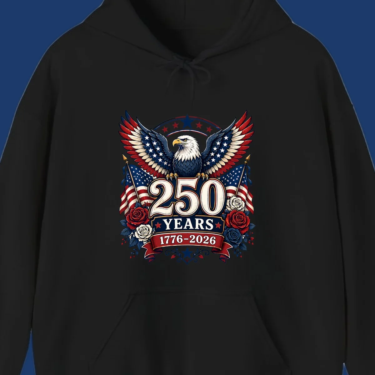 America 250 years eagle and roses patriotic celebration design.