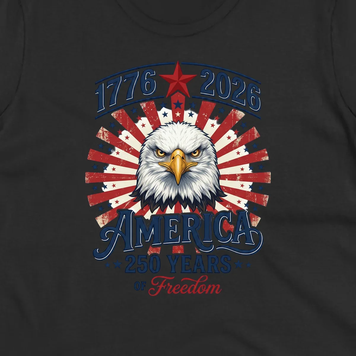 America 250 Years Of Freedom eagle patriotic design with text 1776 2026.