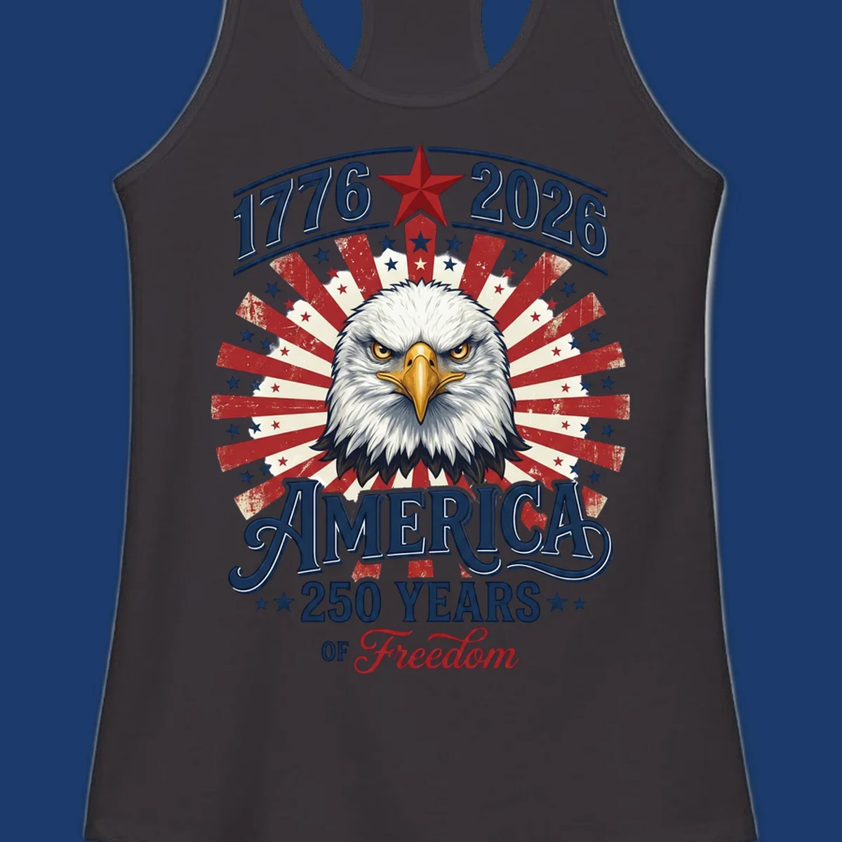 America 250 Years Of Freedom eagle patriotic design with text 1776 2026.