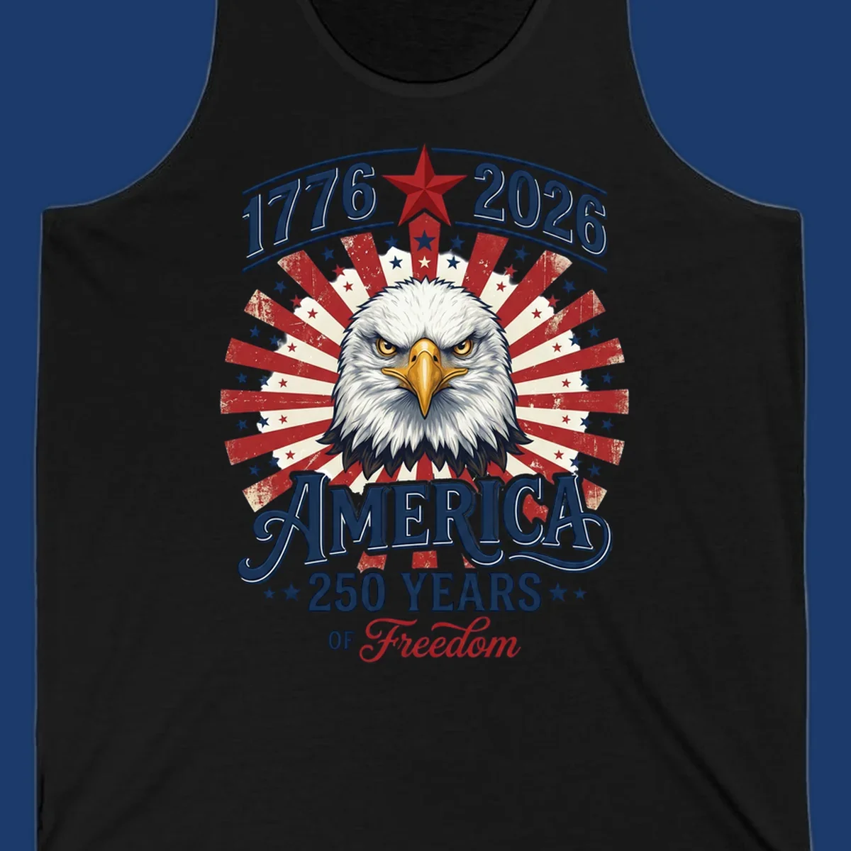 America 250 Years Of Freedom eagle patriotic design with text 1776 2026.