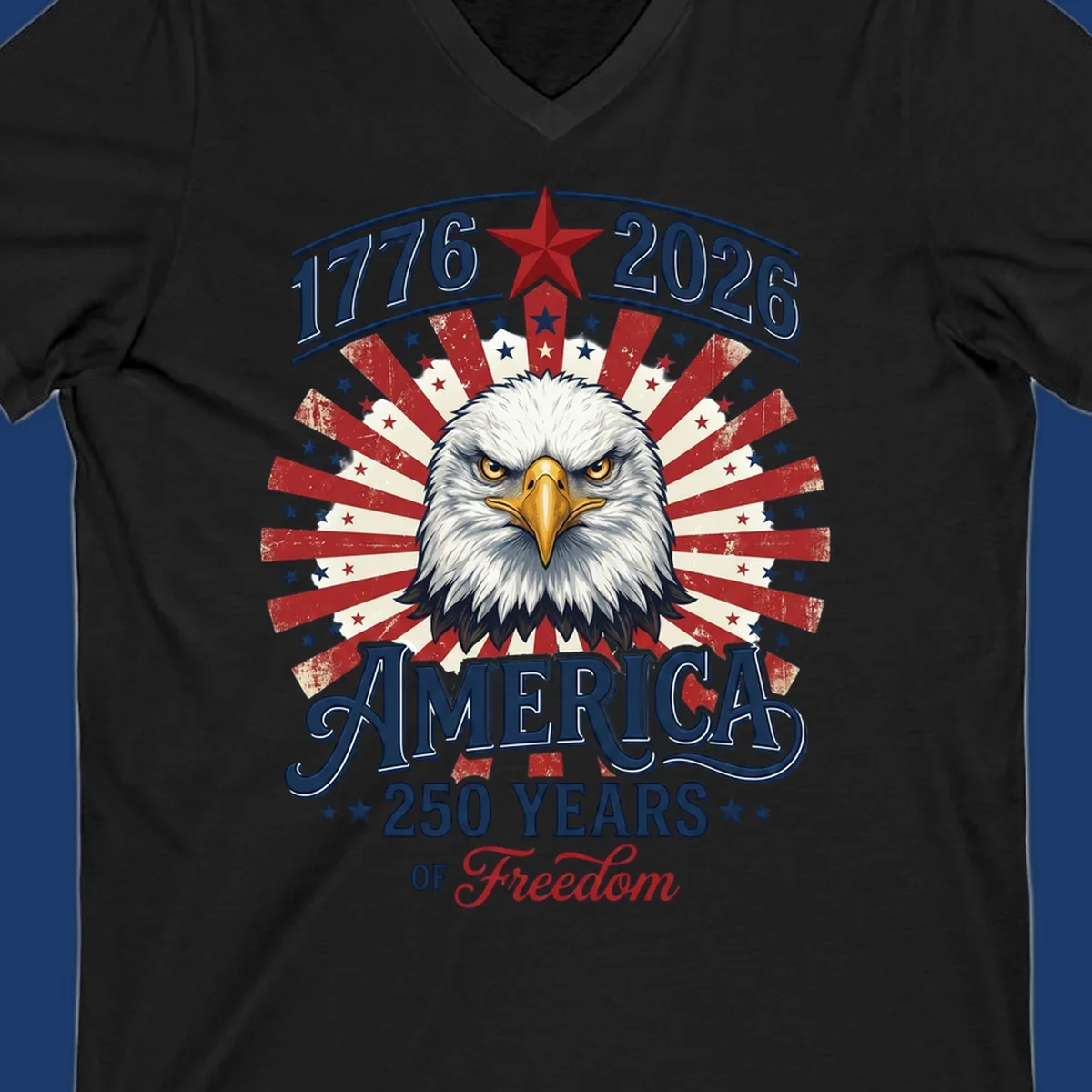 America 250 Years Of Freedom eagle patriotic design with text 1776 2026.