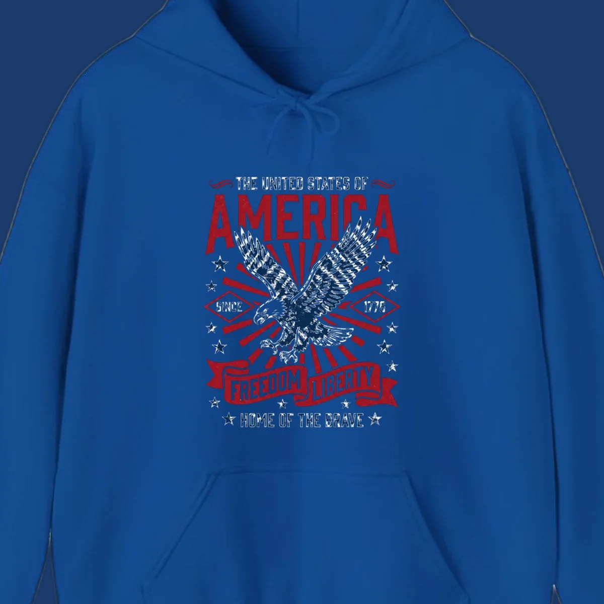America freedom eagle illustration with patriotic text and elements.