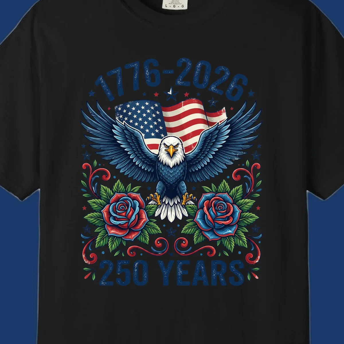 American eagle and flag design celebrating America's 250 years from 1776-2026.