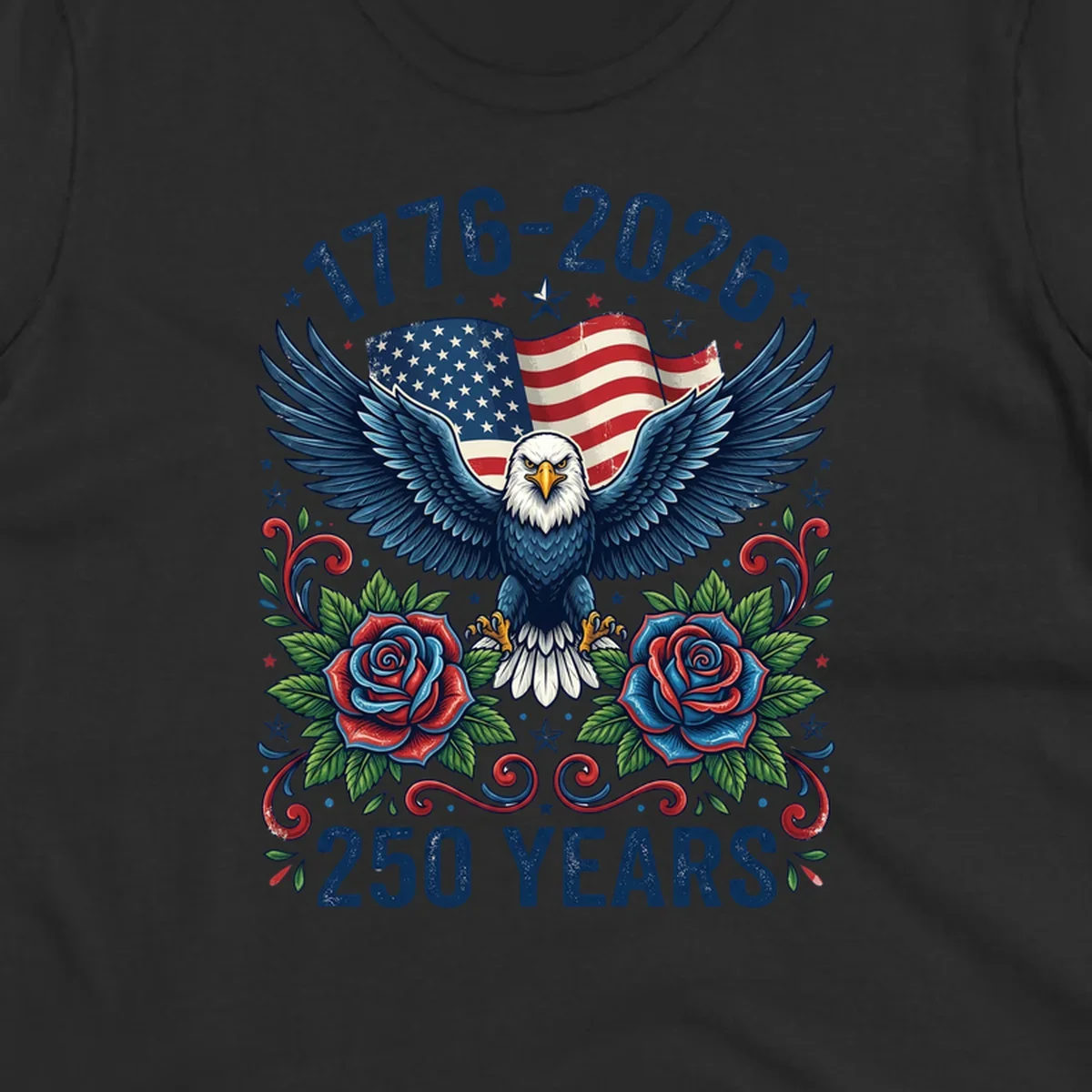 American eagle and flag design celebrating America's 250 years from 1776-2026.
