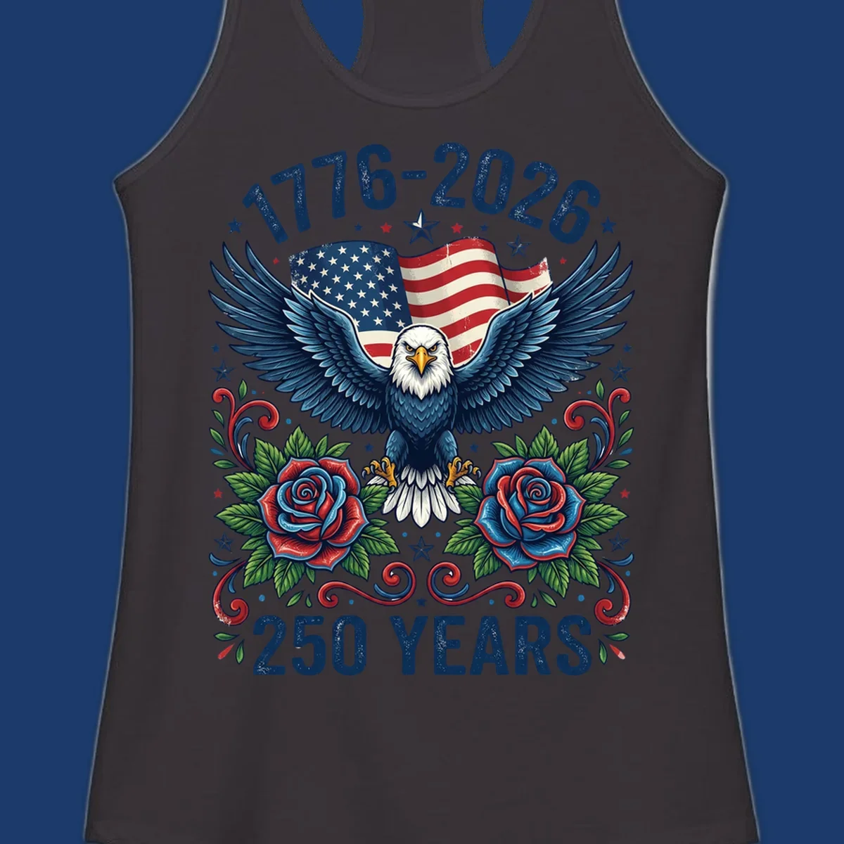 American eagle and flag design celebrating America's 250 years from 1776-2026.