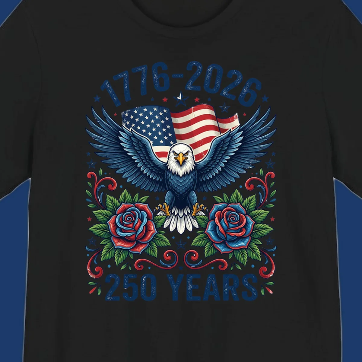 American eagle and flag design celebrating America's 250 years from 1776-2026.