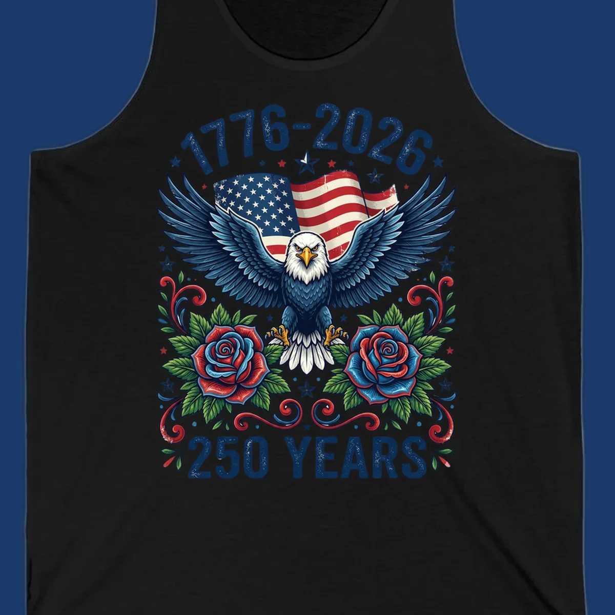 American eagle and flag design celebrating America's 250 years from 1776-2026.