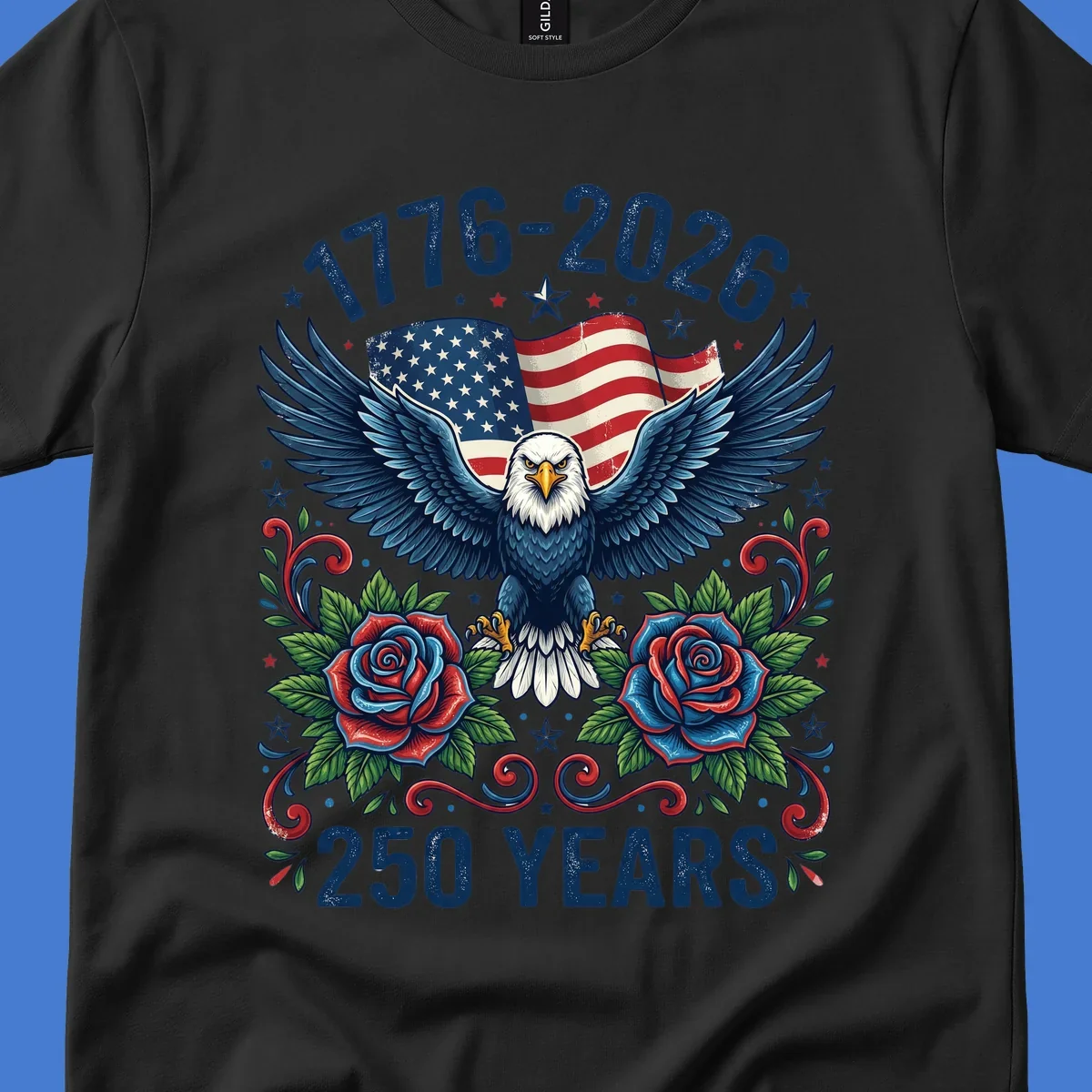 American eagle and flag design celebrating America's 250 years from 1776-2026.