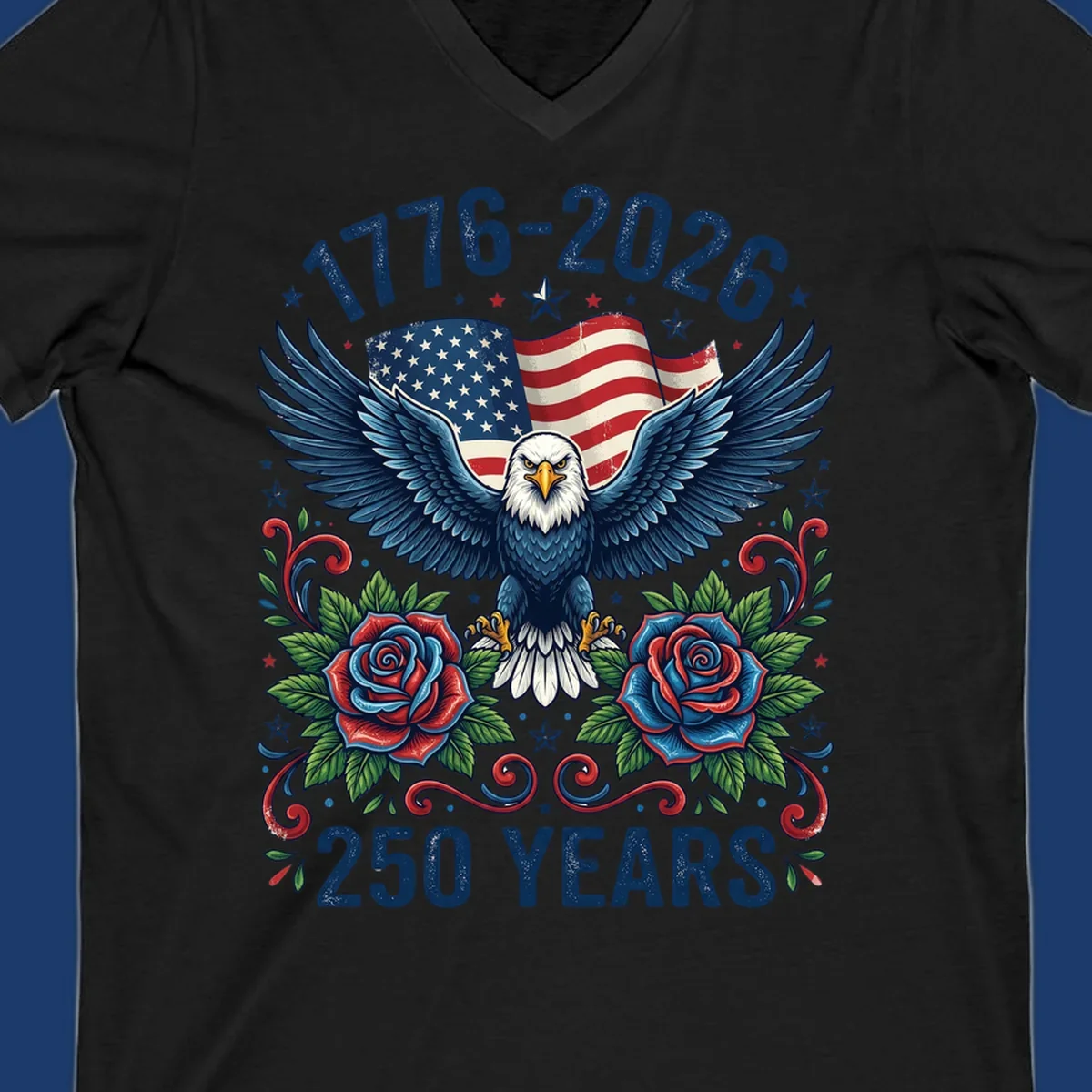 American eagle and flag design celebrating America's 250 years from 1776-2026.