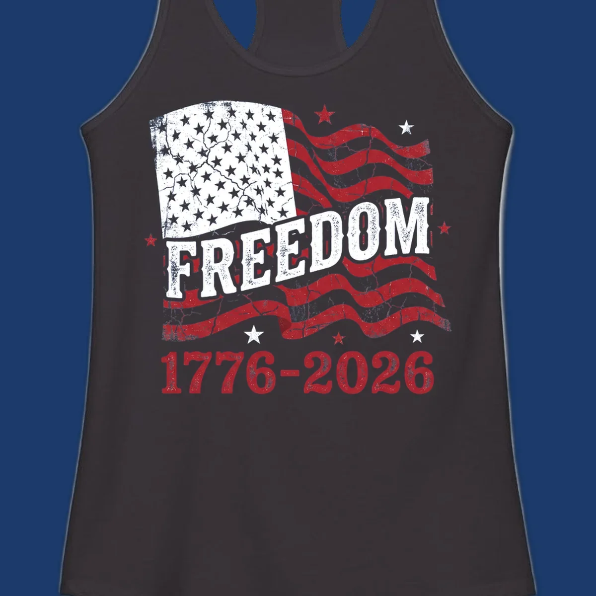 America's 250th freedom celebration design with distressed flag and text 1776-2026.
