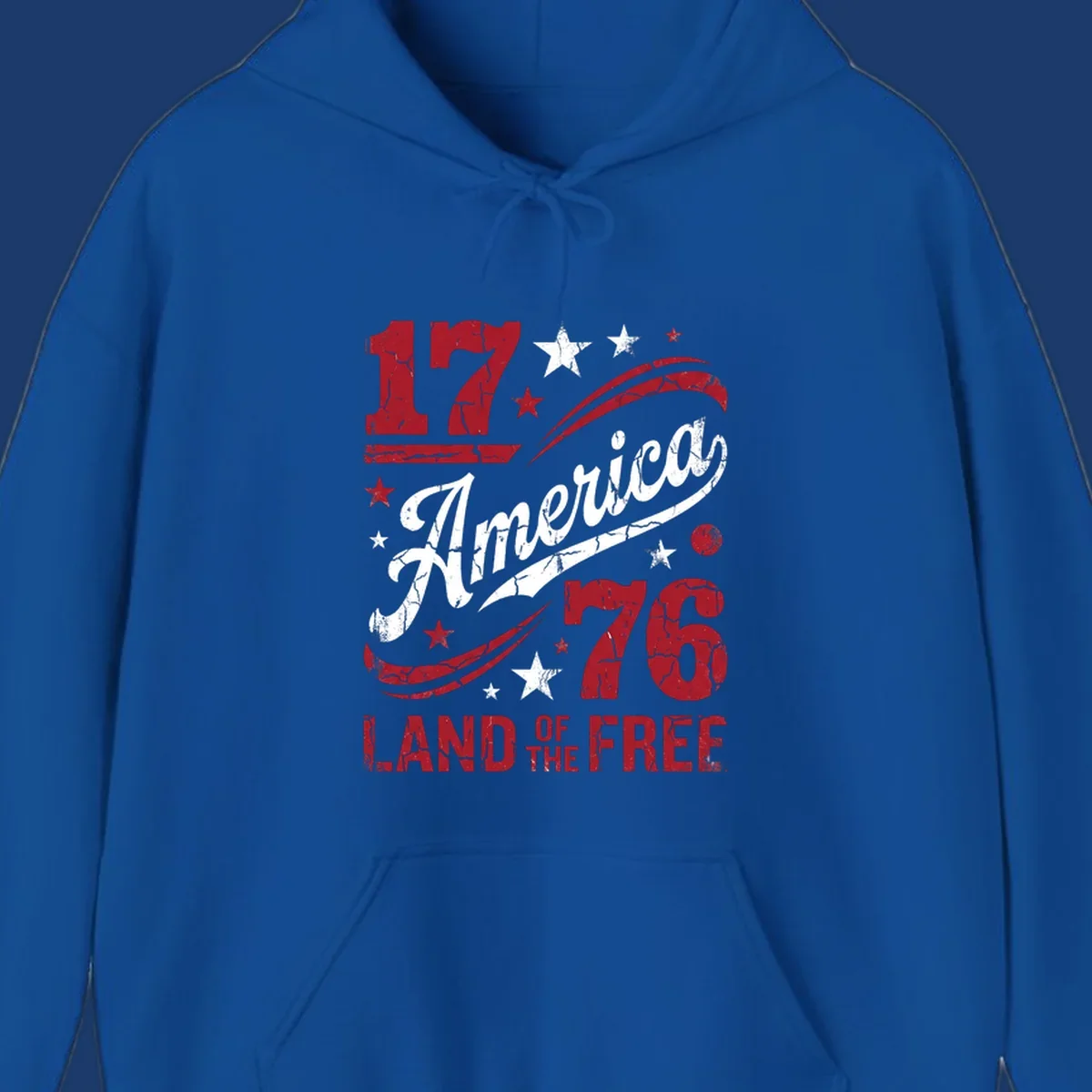 America 250th anniversary design with 1776, America, Land of the Free, and stars.