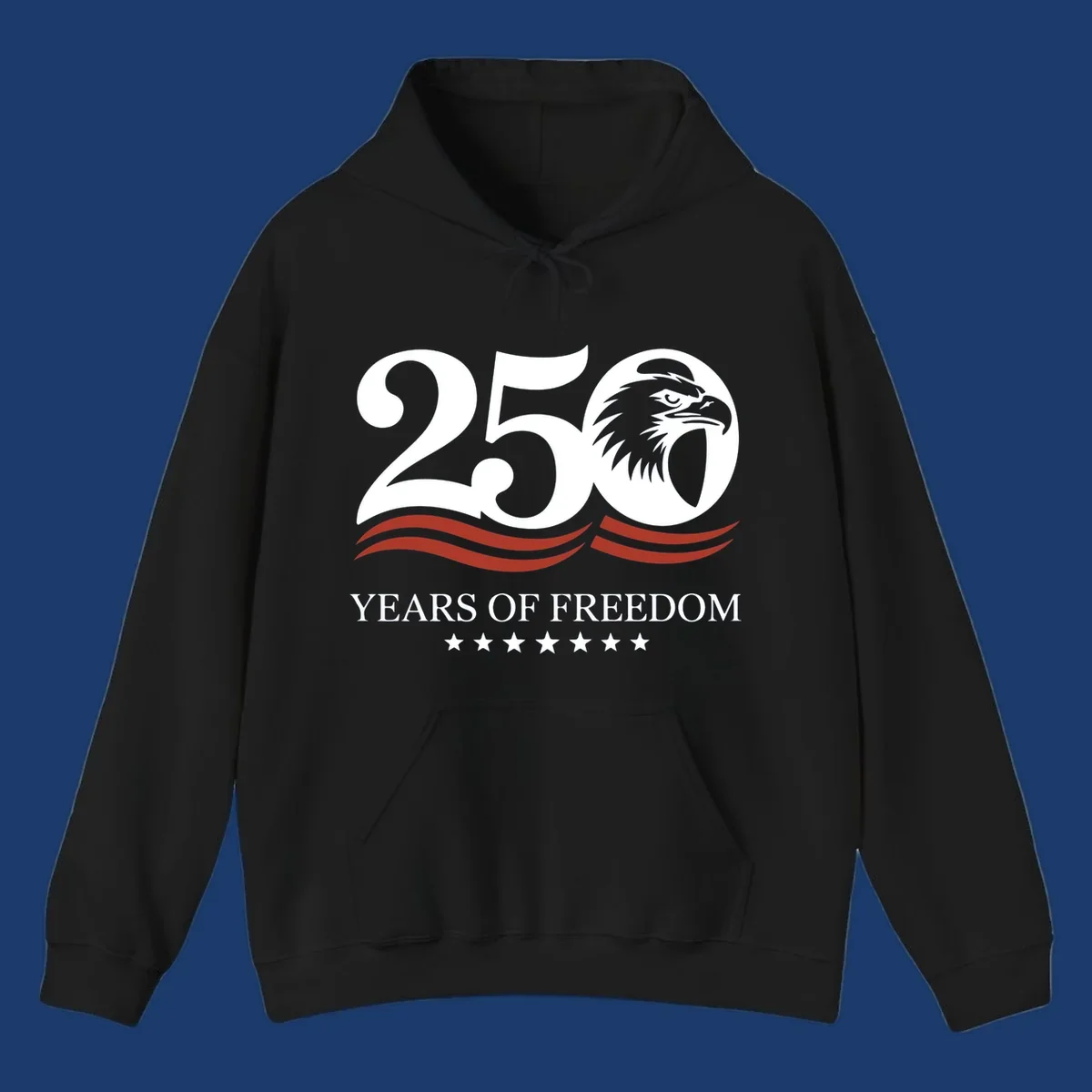 America 250 years of freedom eagle graphic with text.