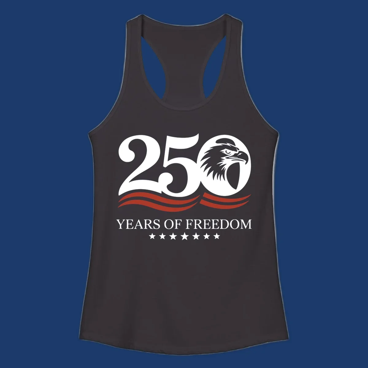 America 250 years of freedom eagle graphic with text.