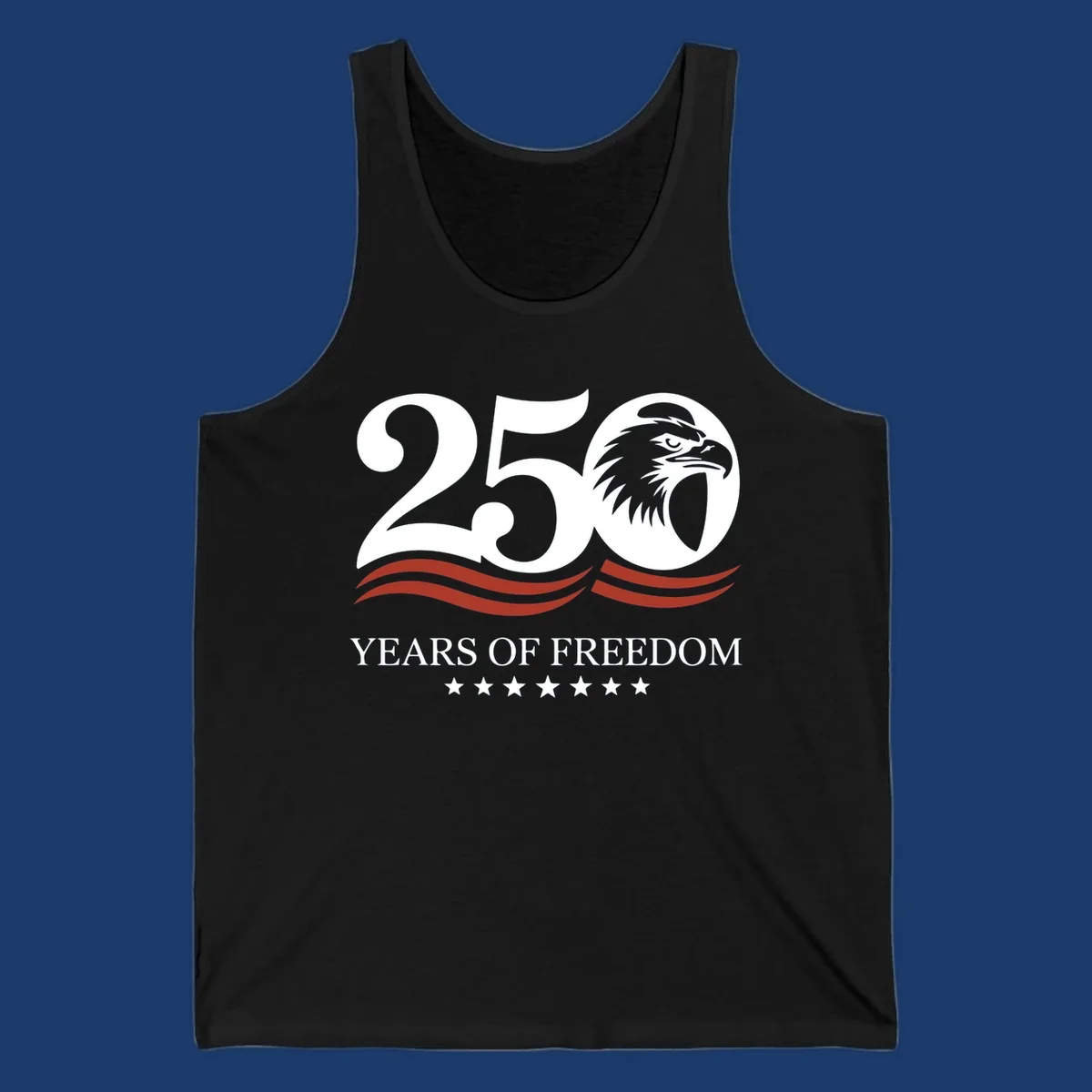 America 250 years of freedom eagle graphic with text.