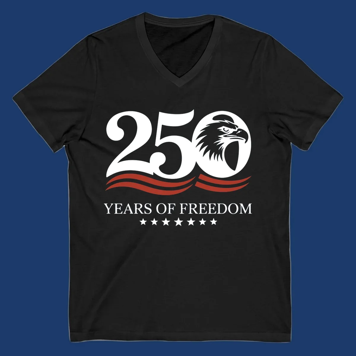 America 250 years of freedom eagle graphic with text.