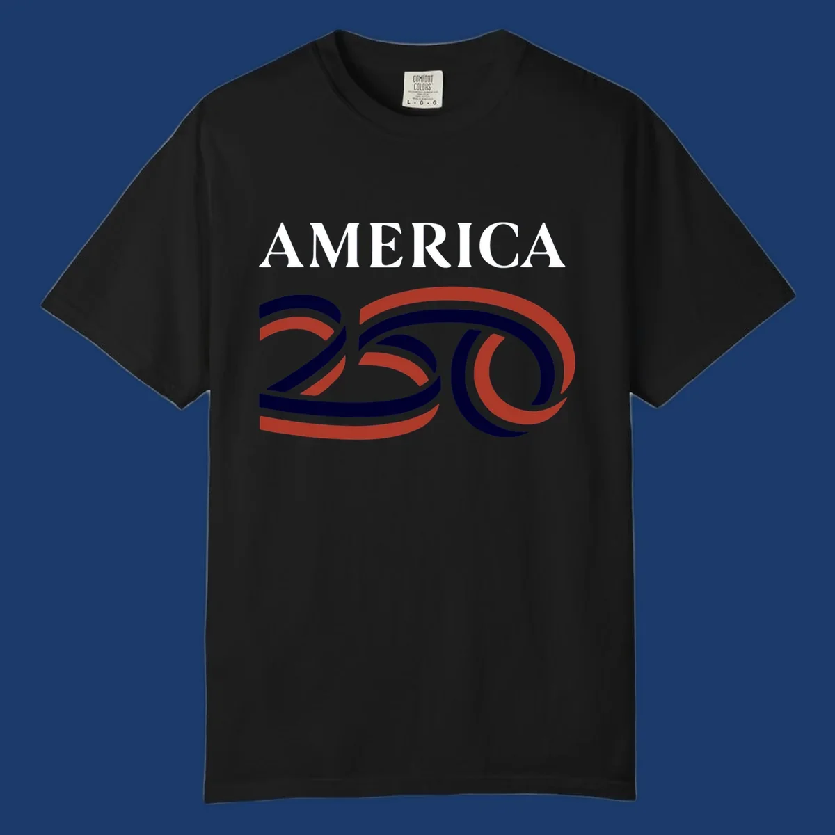 America 250th Anniversary Celebration design with text AMERICA and graphic 250.