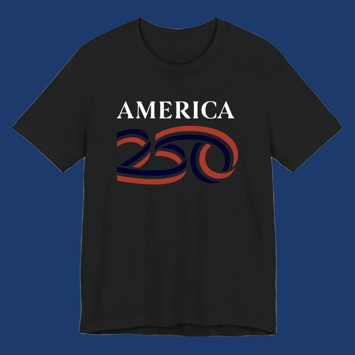 America 250th Anniversary Celebration design with text AMERICA and graphic 250.