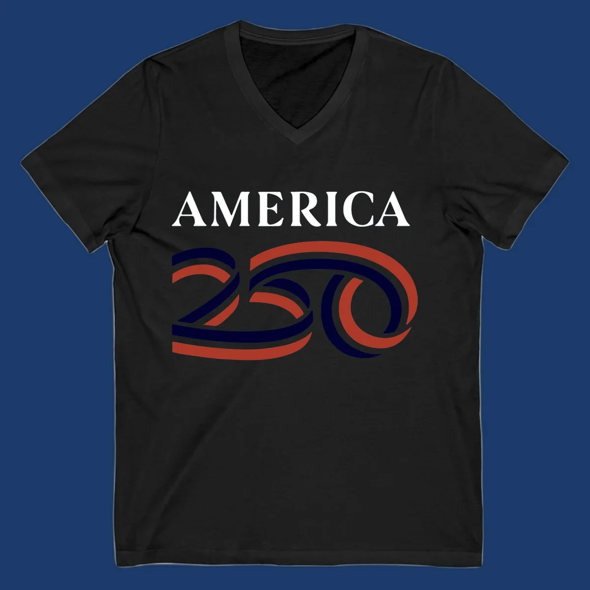 America 250th Anniversary Celebration design with text AMERICA and graphic 250.