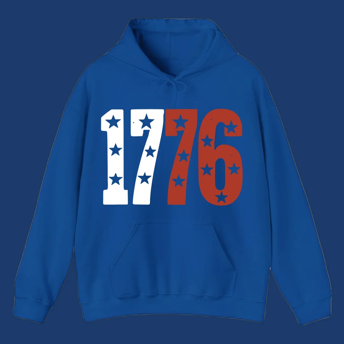 Bold 1776 star celebration graphic with red, white, and blue stars.