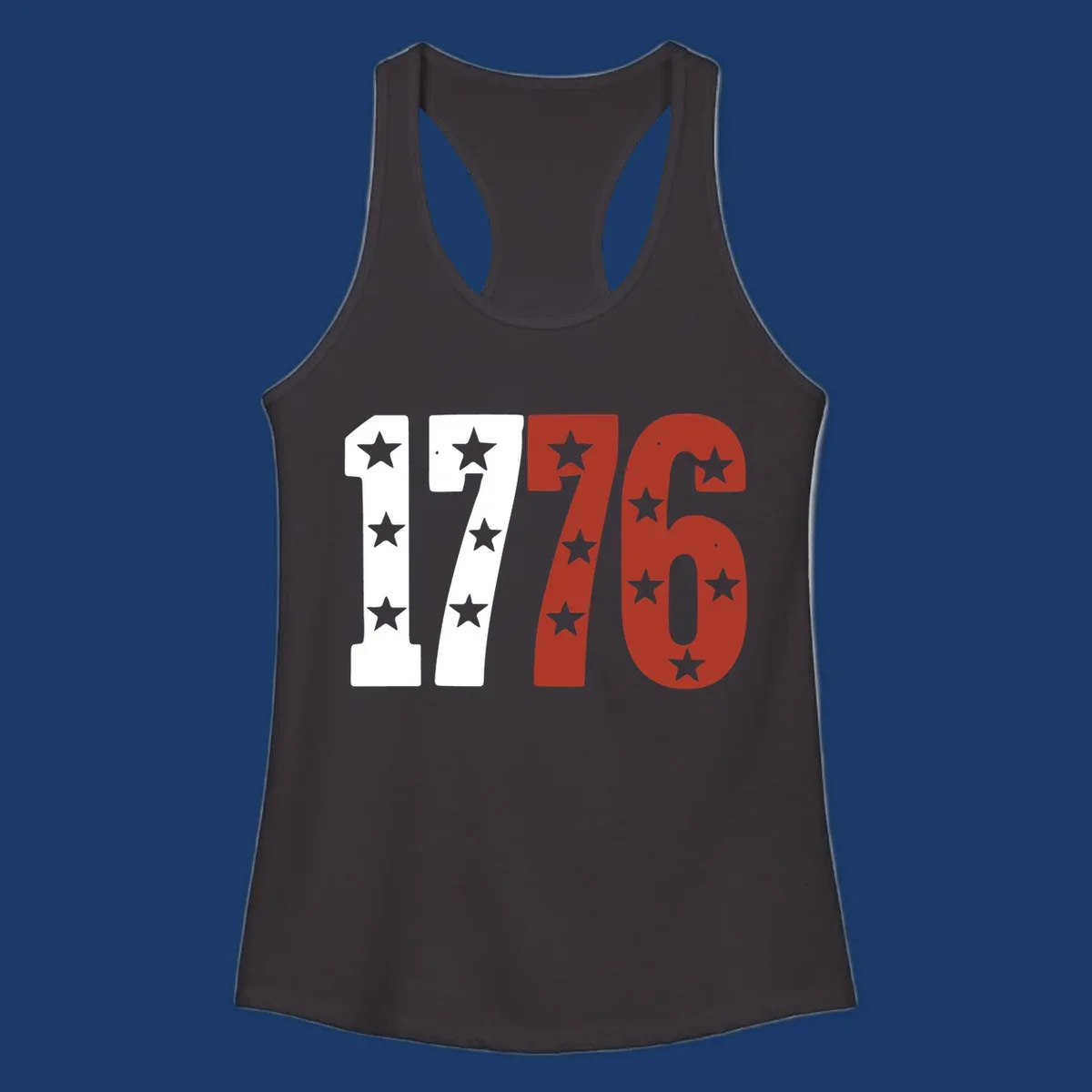 Bold 1776 star celebration graphic with red, white, and blue stars.