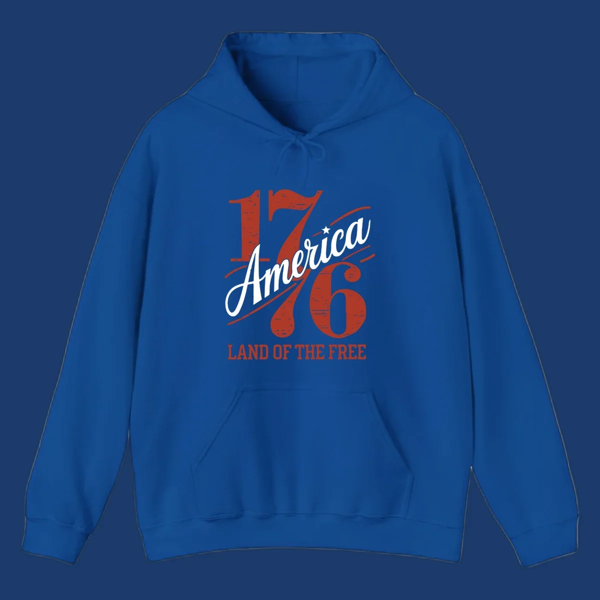 America 1776 Land Of The Free design with distressed vintage typography.
