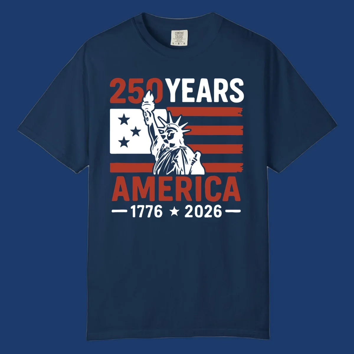 America 250th anniversary design with Statue of Liberty and American flag.