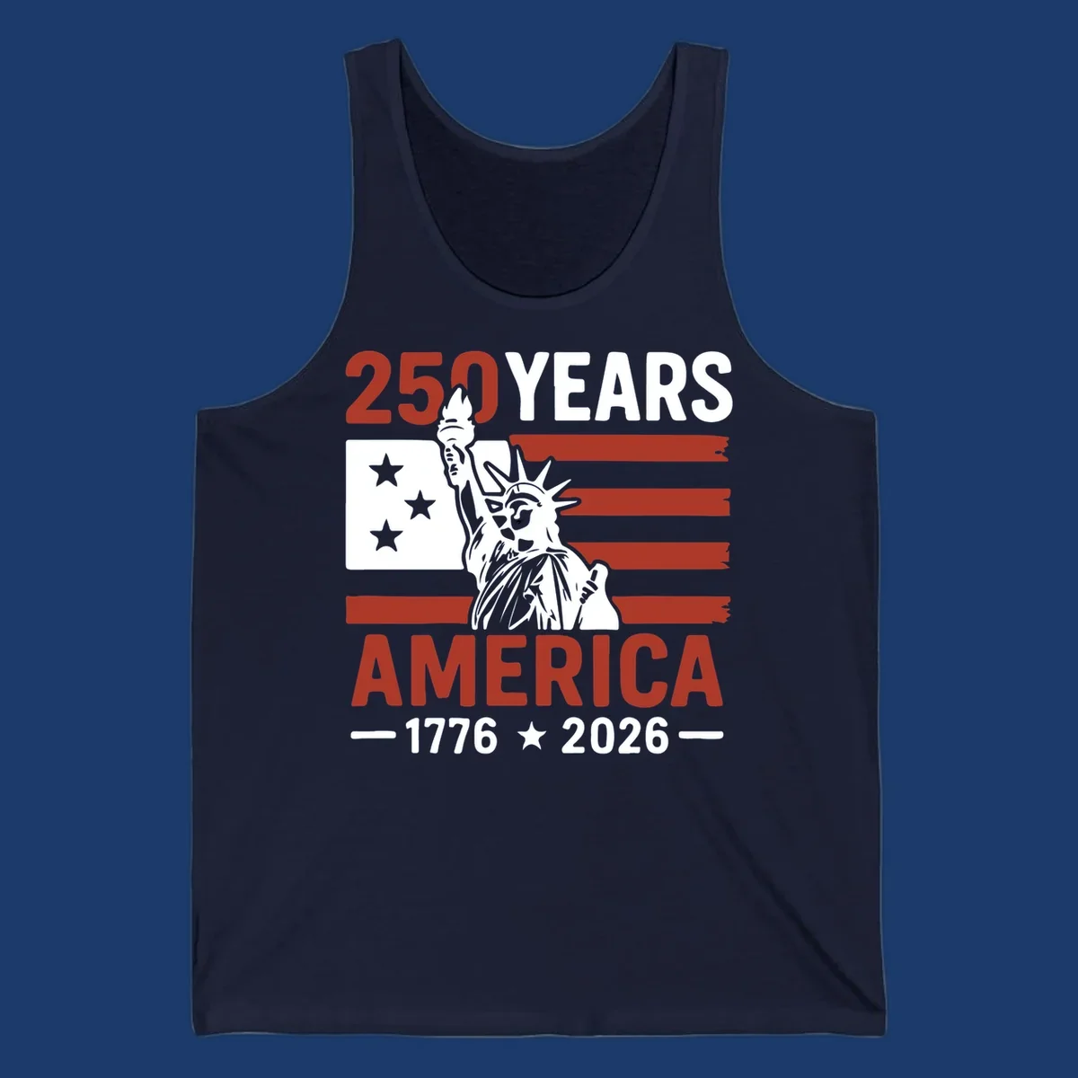 America 250th anniversary design with Statue of Liberty and American flag.