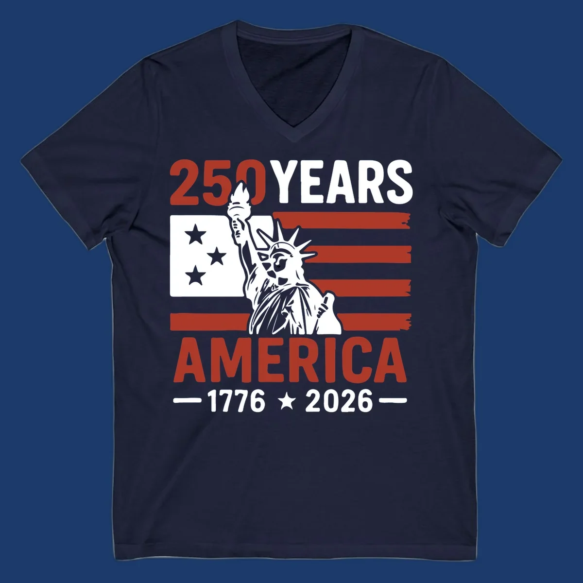America 250th anniversary design with Statue of Liberty and American flag.