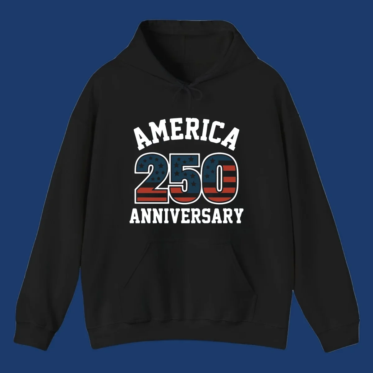 America 250th Anniversary text with American flag pattern numbers.
