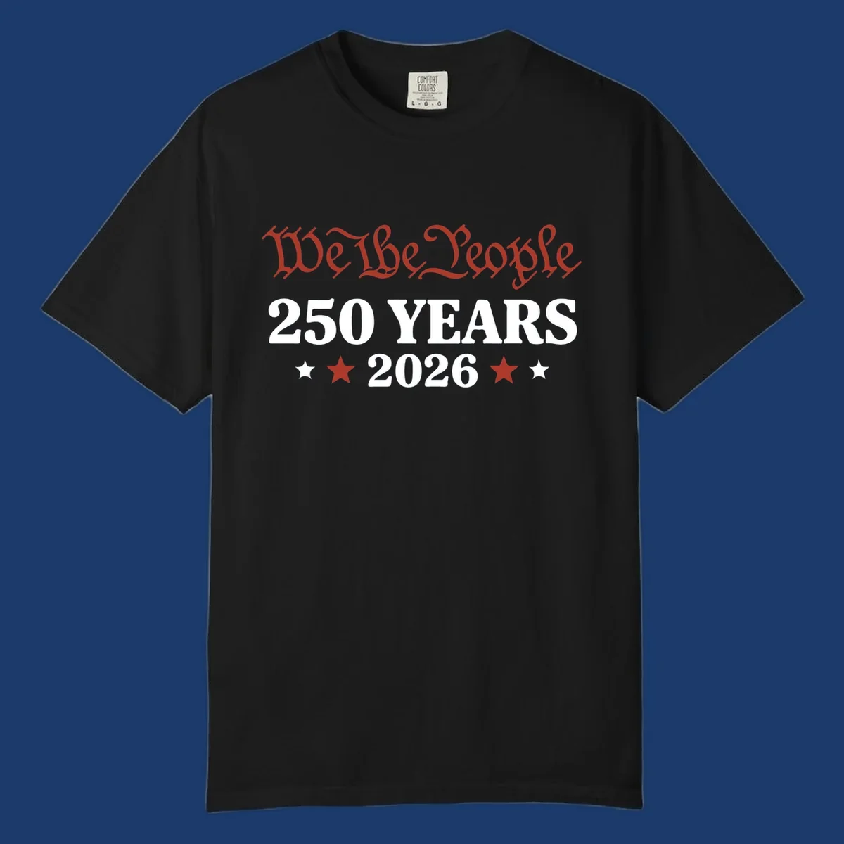 America 250 Years 2026 design featuring 'We the People' text and stars.