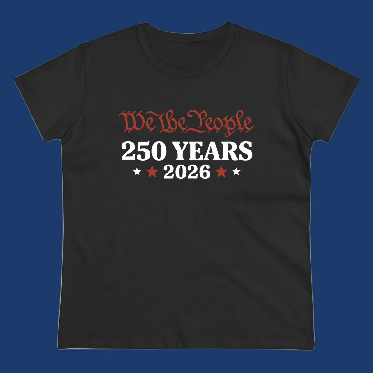 America 250 Years 2026 design featuring 'We the People' text and stars.