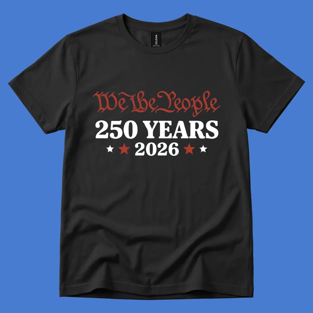 America 250 Years 2026 design featuring 'We the People' text and stars.