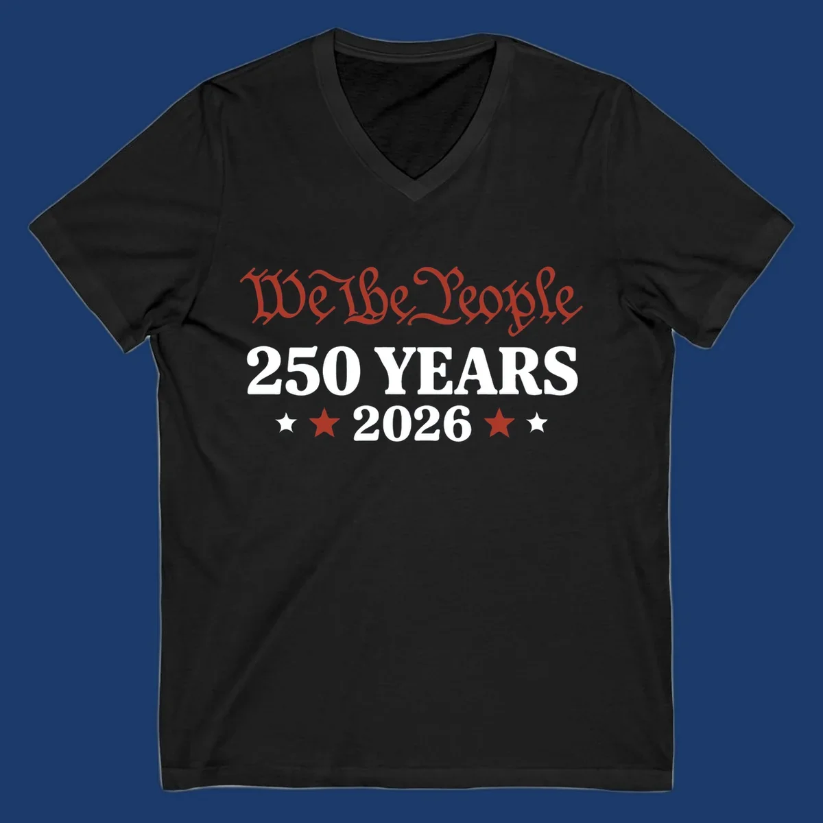 America 250 Years 2026 design featuring 'We the People' text and stars.