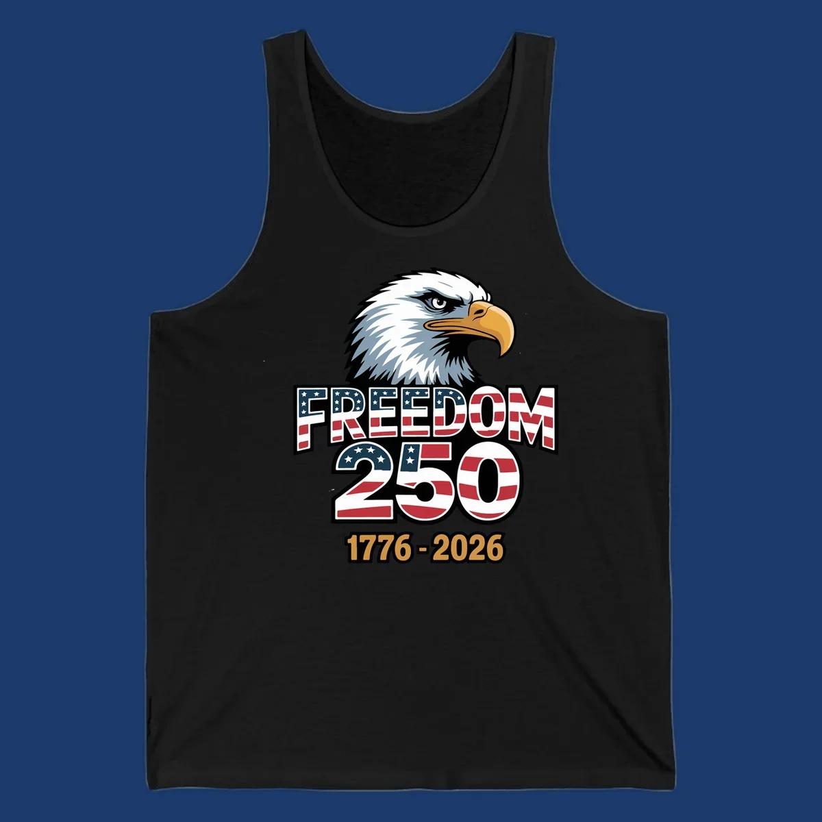 Freedom 250th anniversary design with an eagle and American flag elements.