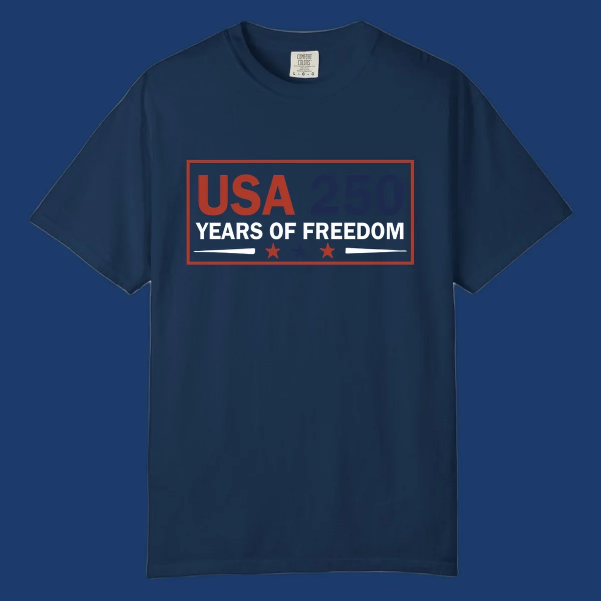 USA 250 freedom patriotic text and graphic design for celebration.