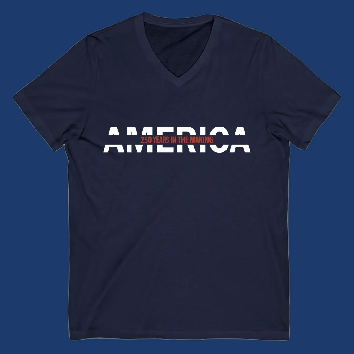 America 250 Years In The Making bold typography design celebrating the 250th anniversary.
