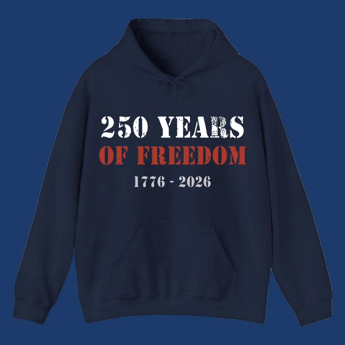 Text design celebrating America's 250 years of freedom with dates 1776-2026.