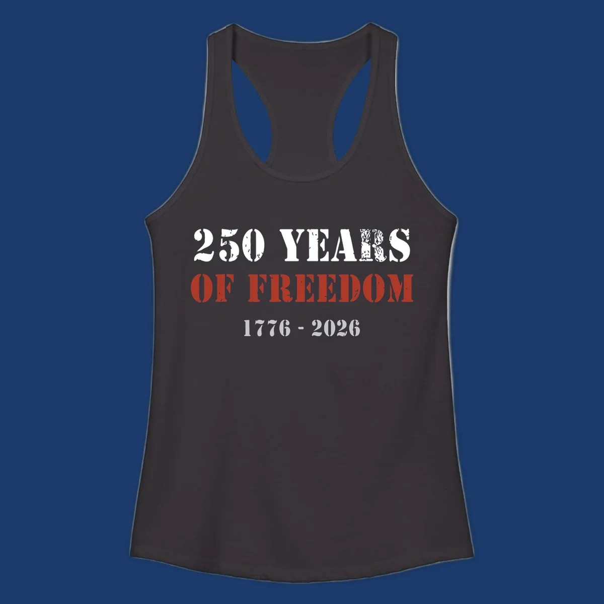 Text design celebrating America's 250 years of freedom with dates 1776-2026.
