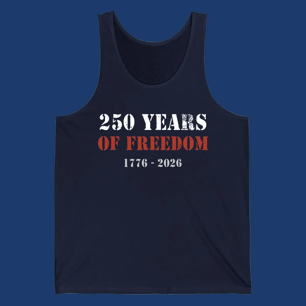 Text design celebrating America's 250 years of freedom with dates 1776-2026.